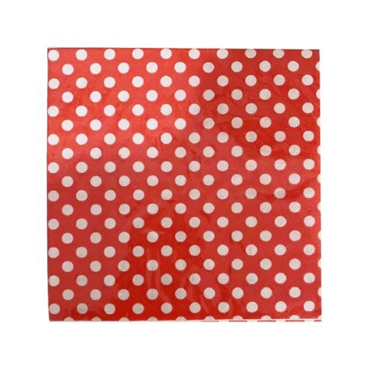 GENERICO - Servilletas Diseño Puntos Color Blanco Rojo