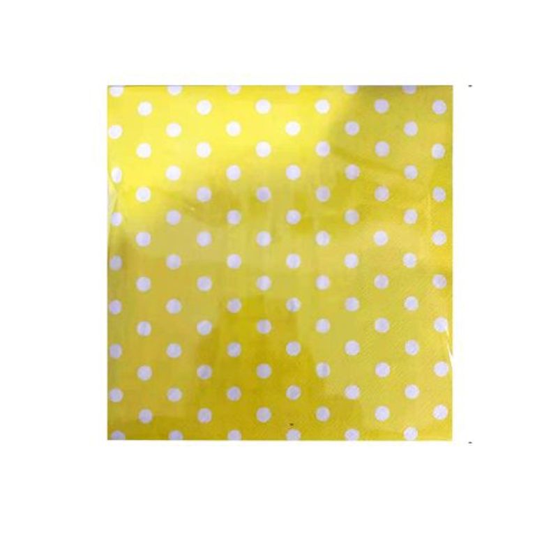 GENERICO - Servilletas Diseño Puntos Color Blanco Amarillo