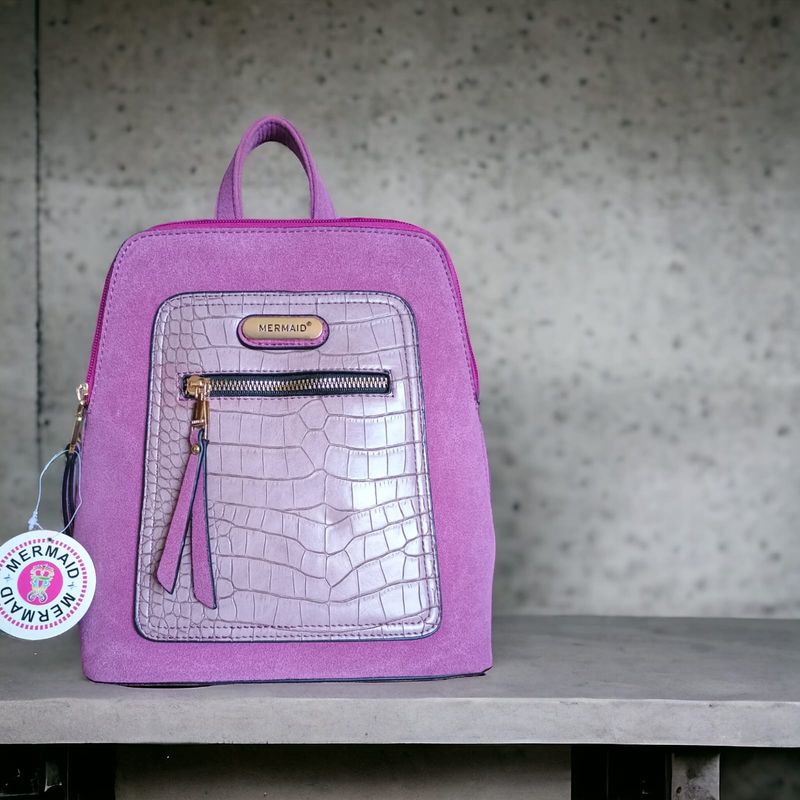 MERMAID - MOCHILA ESTILO CARTERA ECOCUERO CON ESTAMPADO COCODRILO