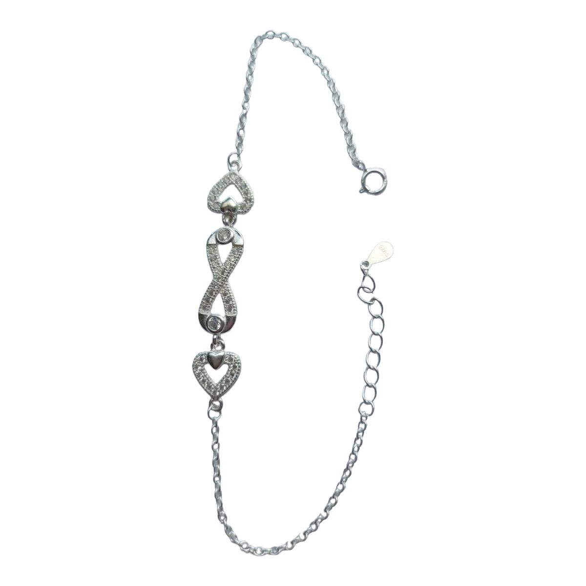 GENERICO - Pulsera Infinito Corazón Plata 925 Mujer Joyas Elegante