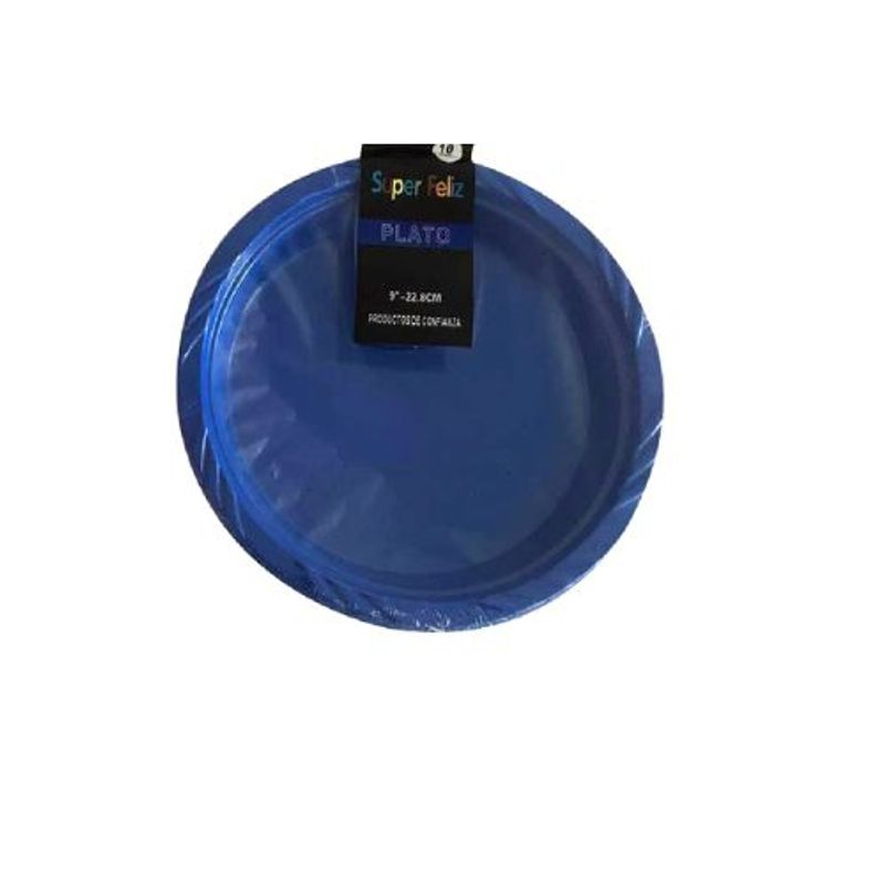 GENERICO - Plato Plano Material Plastico Color Azul 22.8 Cm