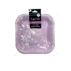 GENERICO - Plato Diseño Cuadrado Color Morado 17.7 Cm X 17.7 Cm