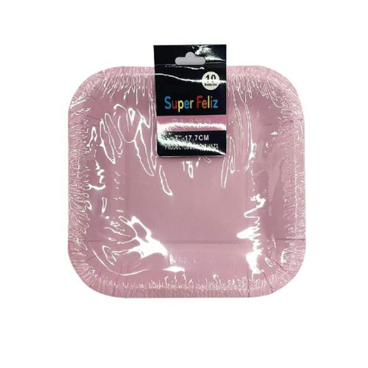 GENERICO - Plato Diseño Cuadrado Color Rosa 17.7 Cm X 17.7 Cm Plastico