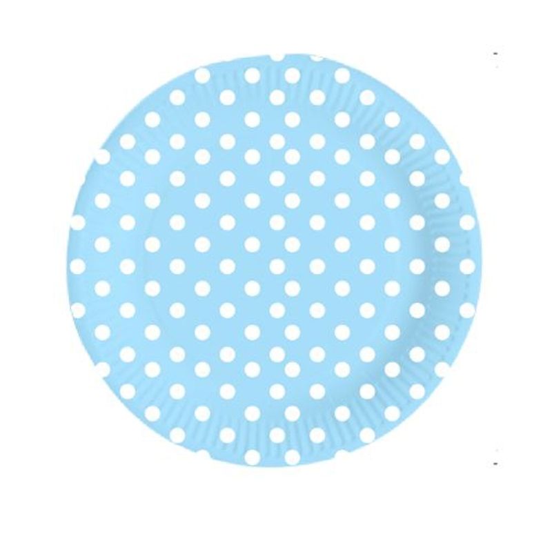 GENERICO - Plato Diseño Puntos Plano Color Celeste Material Plastico 30 Cm