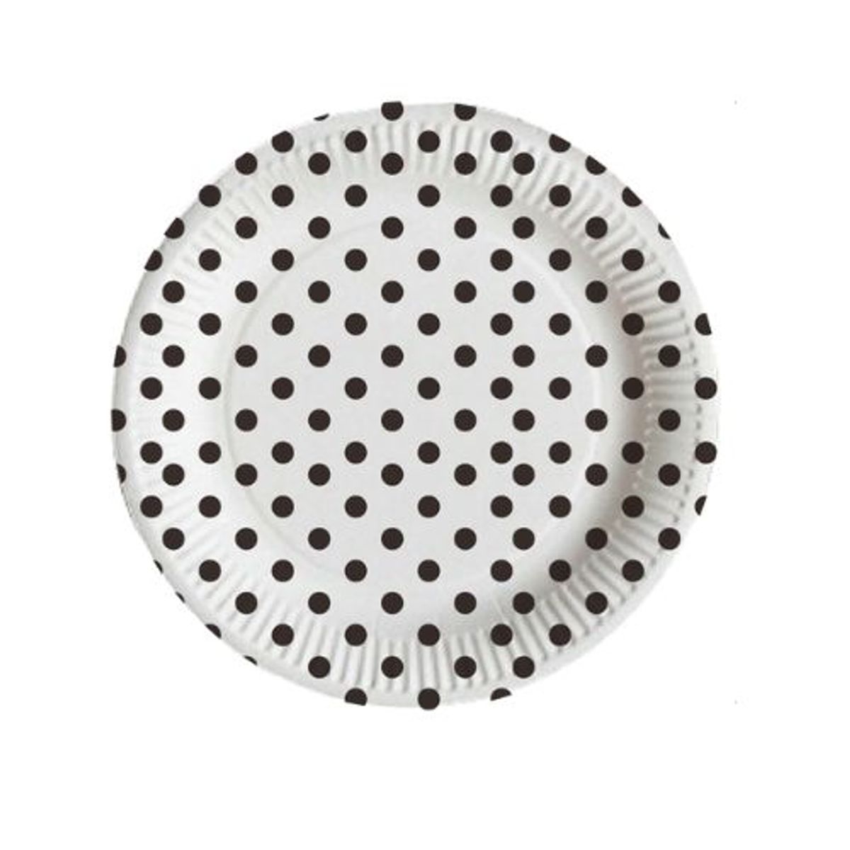 GENERICO - Plato Plano Diseño Puntos Color Negro Blanco Plastico 17.7 Cm