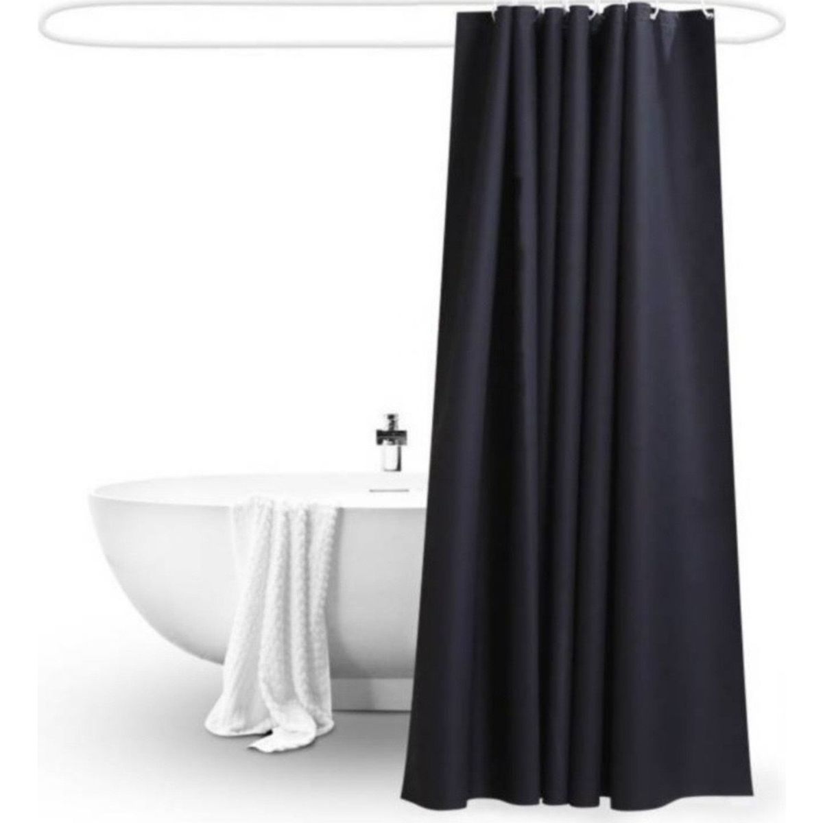 GENERICO - Cortina Baño Negra Impermeable 180x180 Cms