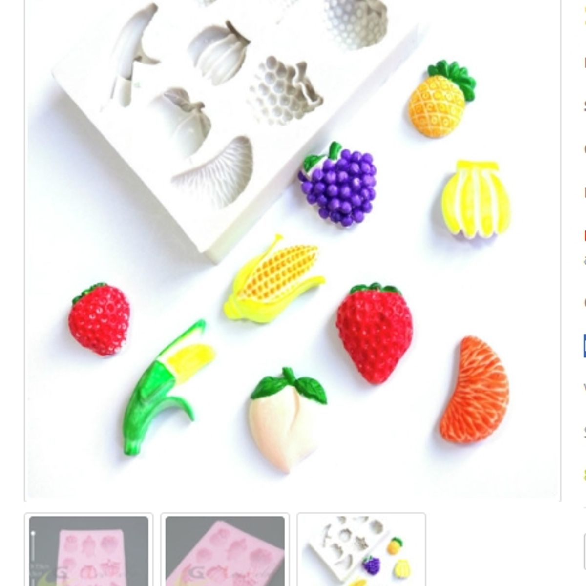 GENERICO - Molde Para Fondant Silicona Forma Frutas