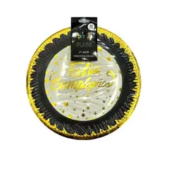 GENERICO - Plato Feliz Cumpleaños Color Negro Material Plastico 30 Cm