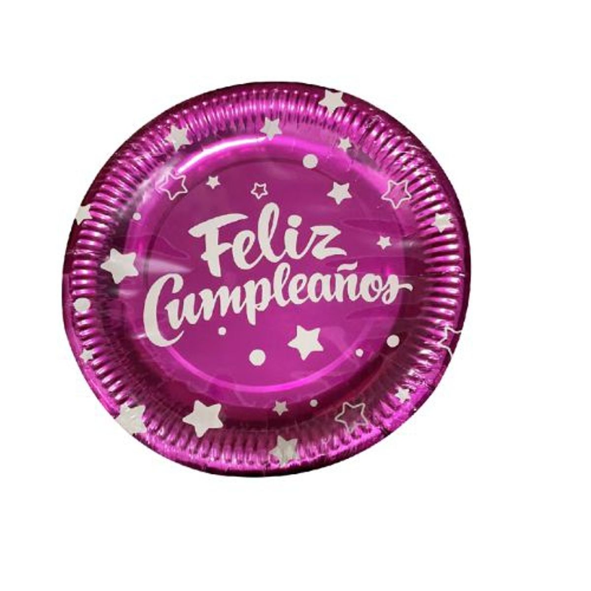 GENERICO - Plato Diseño Feliz Cumpleaños Color Violeta 22.8 Cm