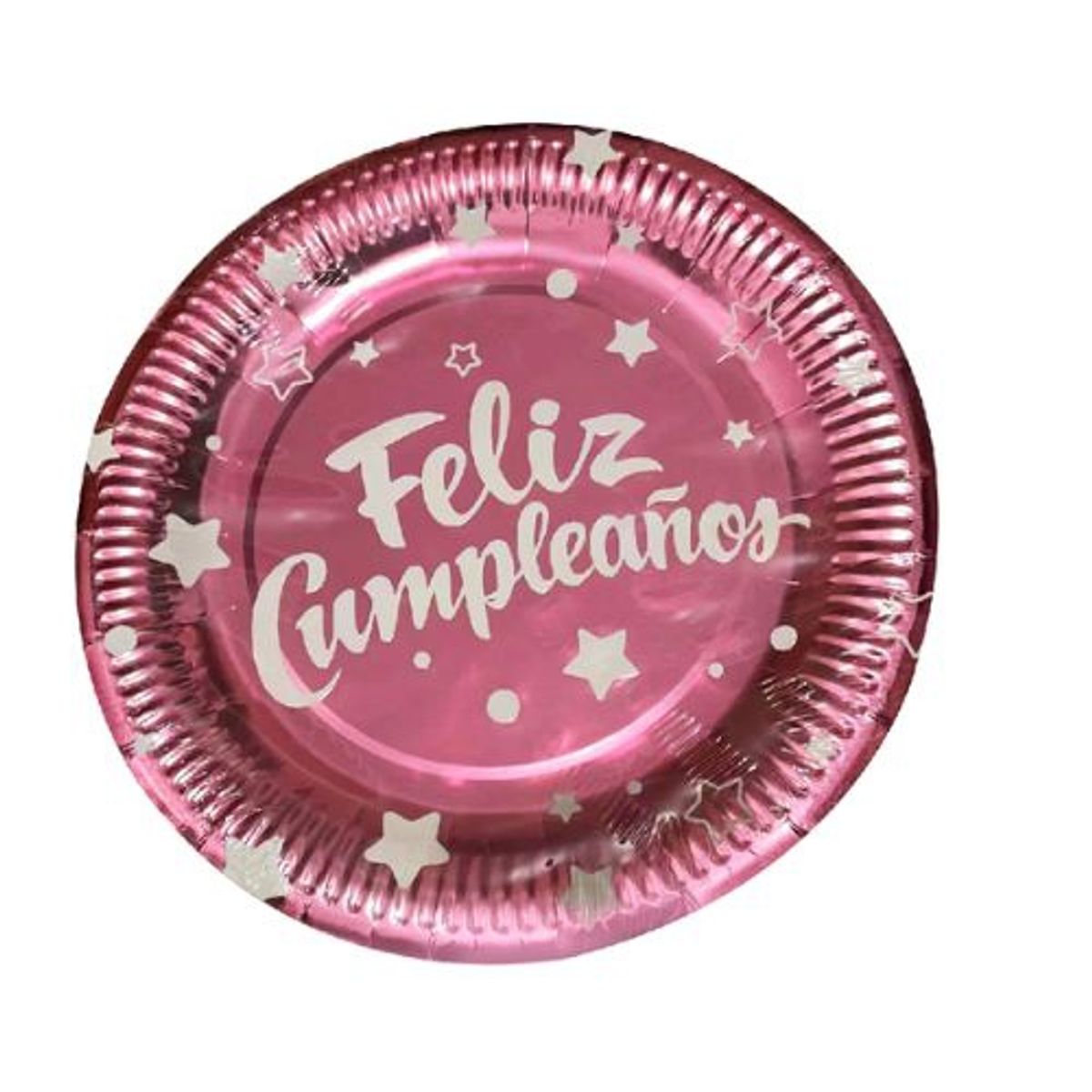 GENERICO - Plato Color Rosa Diseño Feliz Cumpleaños 22.8 Cm