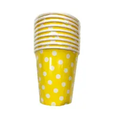 GENERICO - Vasos Papel 5.3 Cm X 8.8 Cm X 7.6 Cm Diseño Puntos Color Amarillo