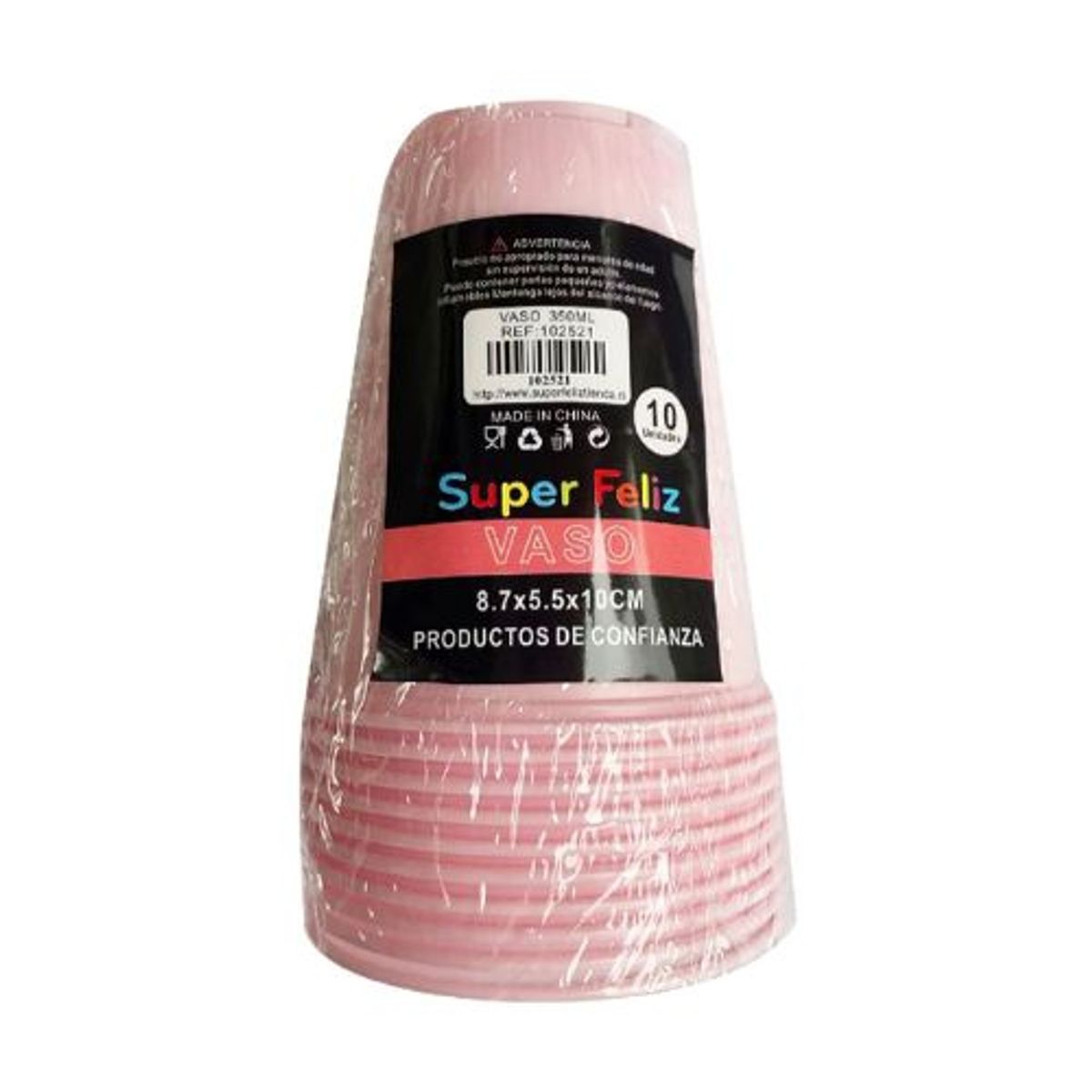 GENERICO - Vasos Plasticos 350 Ml 10 Unidades Color Rosa