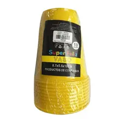 GENERICO - Vasos Plasticos 350 Ml 10 Unidades Color Amarillo 8.7 Cm X 5.5 Cm X 10 Cm