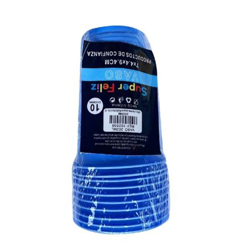 GENERICO - Vasos Plasticos 200Ml 10 Unidades Color Azul
