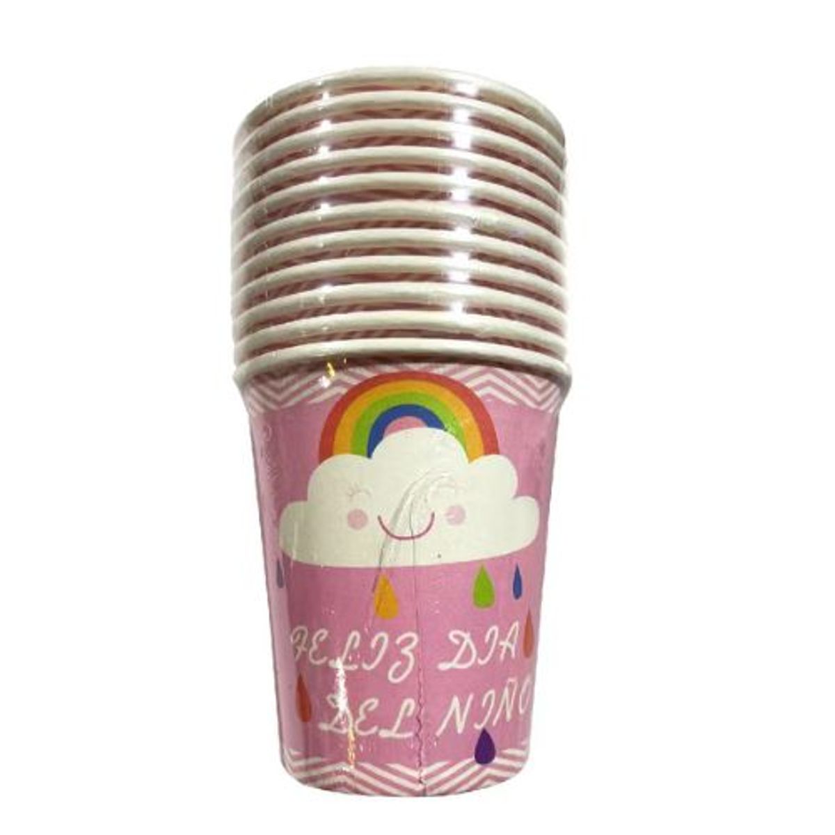 GENERICO - Vasos Diseño Arcoiris Color Rosa Material Papel