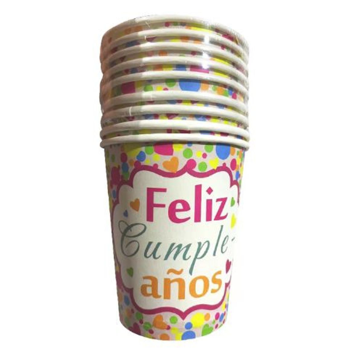 GENERICO - Vasos Diseño Feliz Cumpleaños Colores Material Papel