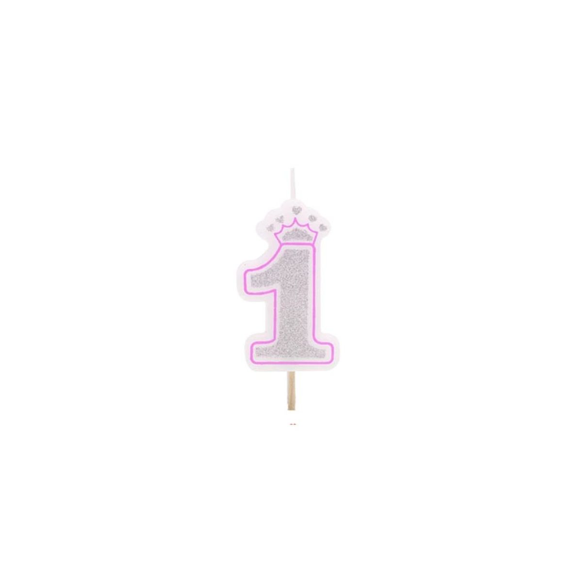 GENERICO - Vela De Numero 1 Corona Rosa 6 Cm