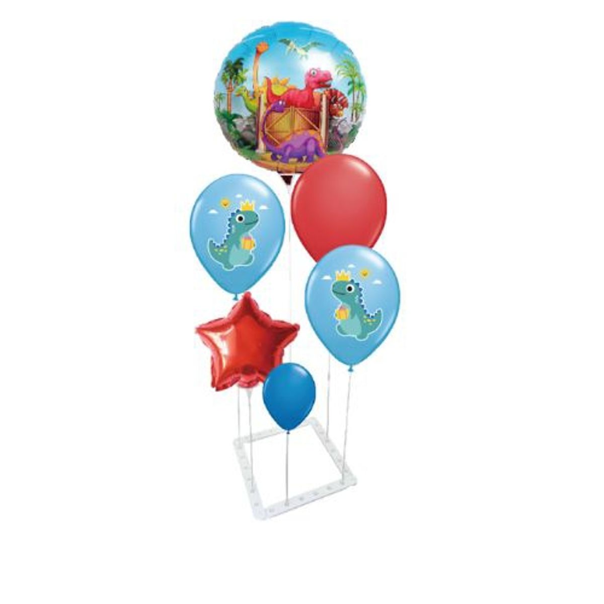GENERICO - Centro De Mesa Diseño Dinosaurios Color Azul Rojo Globos