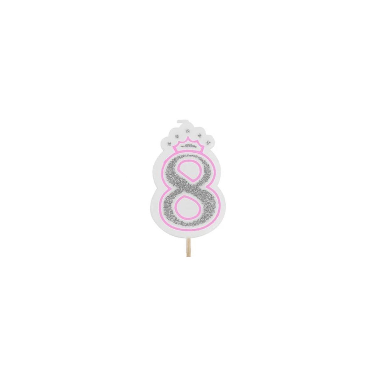 GENERICO - Vela De Numero 8 Corona Rosa 6 Cm