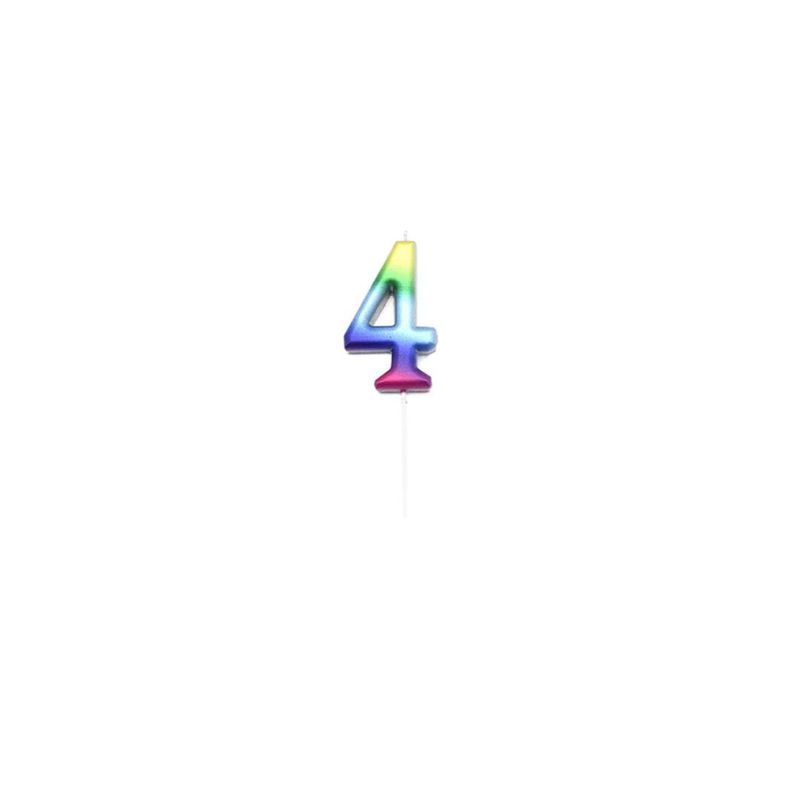 GENERICO - Vela De Numero 4 Multicolor 7cm