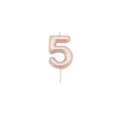 GENERICO - Vela De Numero 5 Oro Rosa 13 Cm