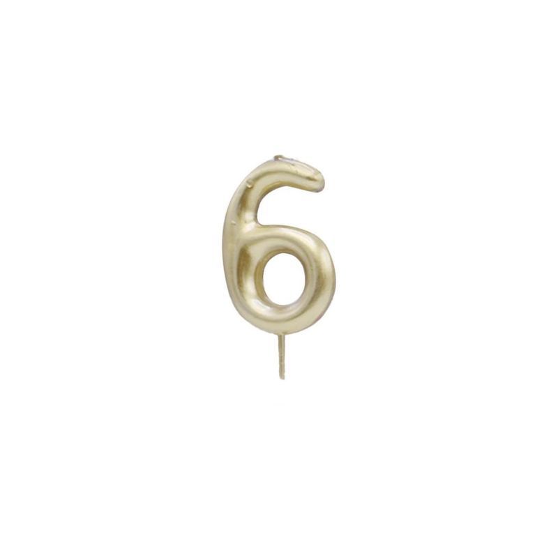 GENERICO - Vela De Numero 6 Oro Rosa 13cm
