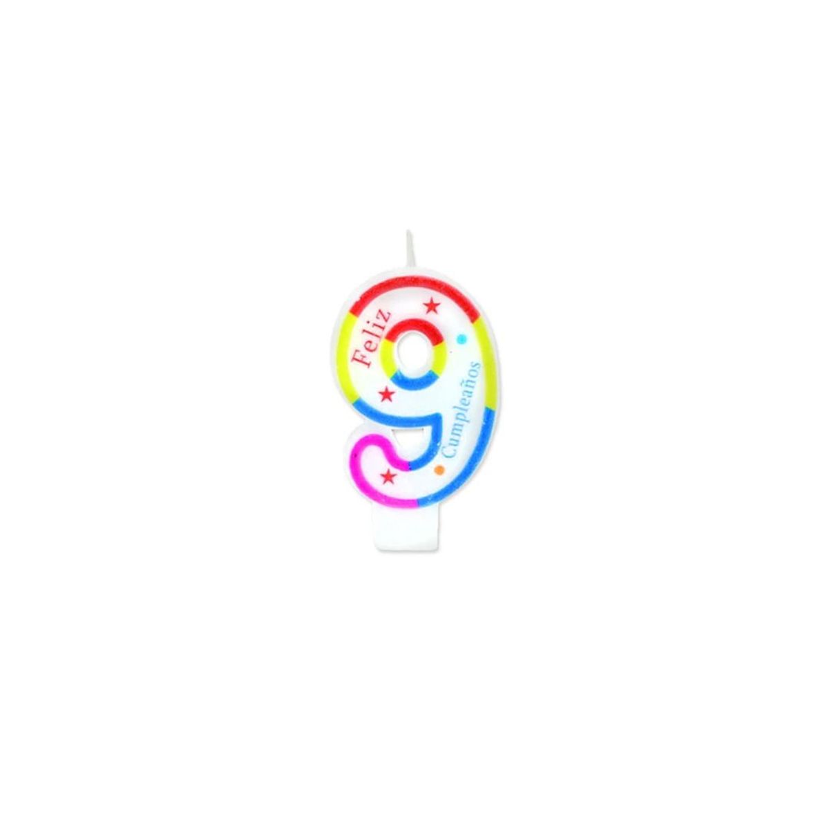 GENERICO - Vela De Numero 9 Multicolor 7cm