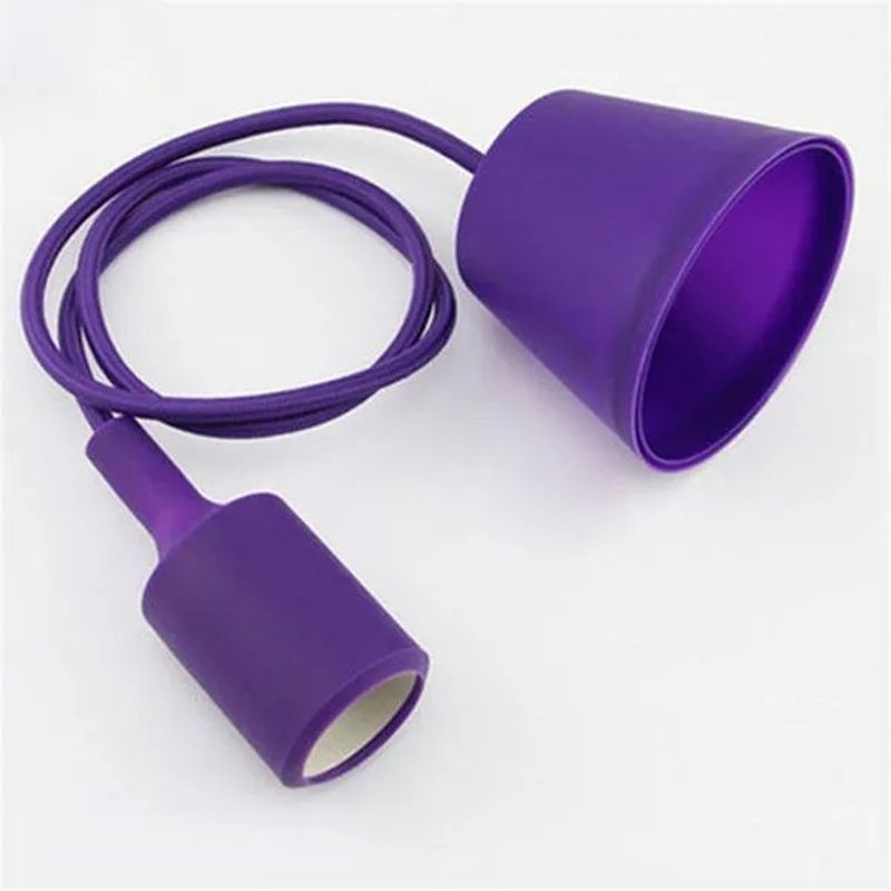 GENERICO - Lampara Colgante Silicona Cable Textil E27 Variedad Colores Violeta