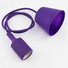 GENERICO - Lampara Colgante Silicona Cable Textil E27 Variedad Colores Violeta