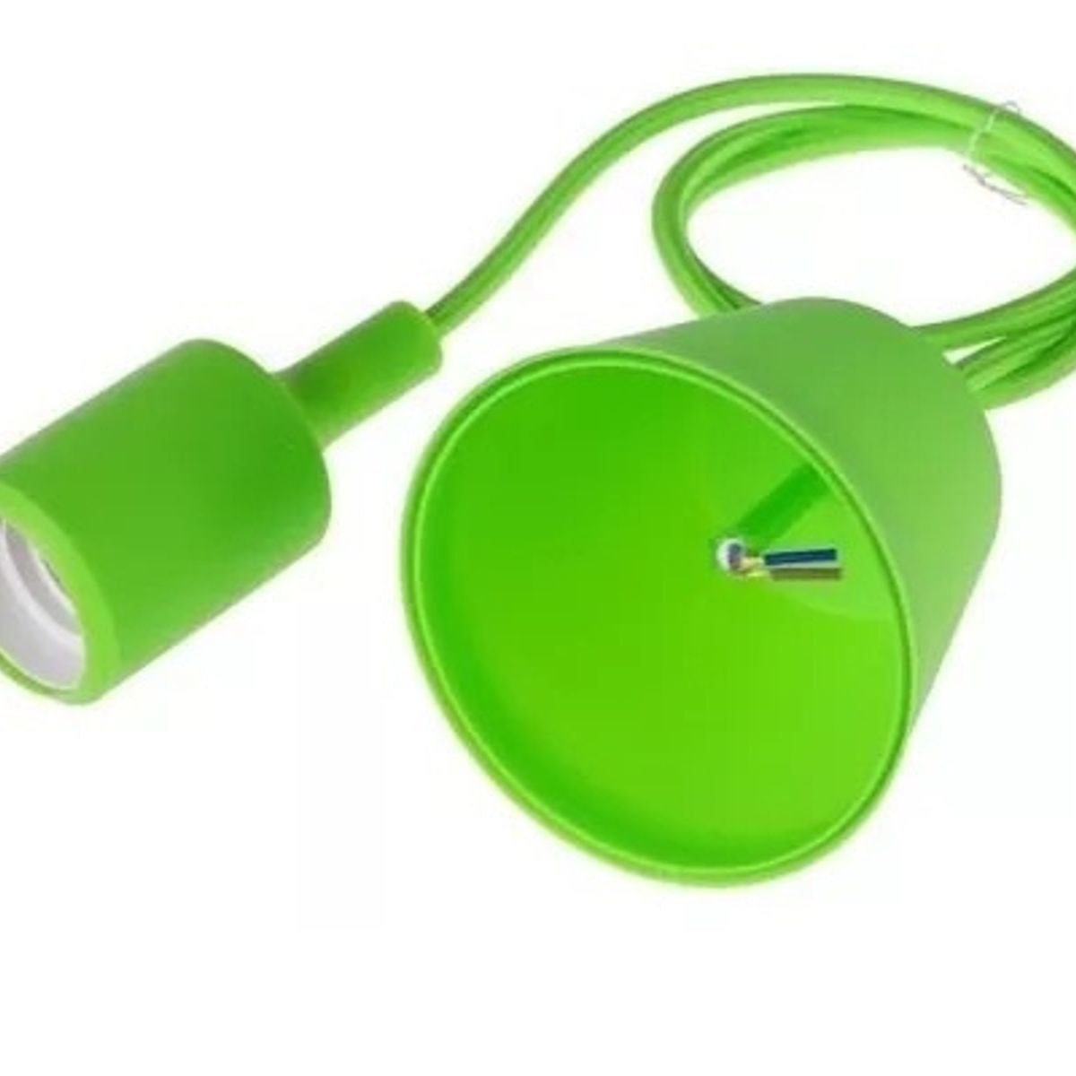 GENERICO - Lampara Colgante Silicona Cable Textil E27 Variedad Colores Verde