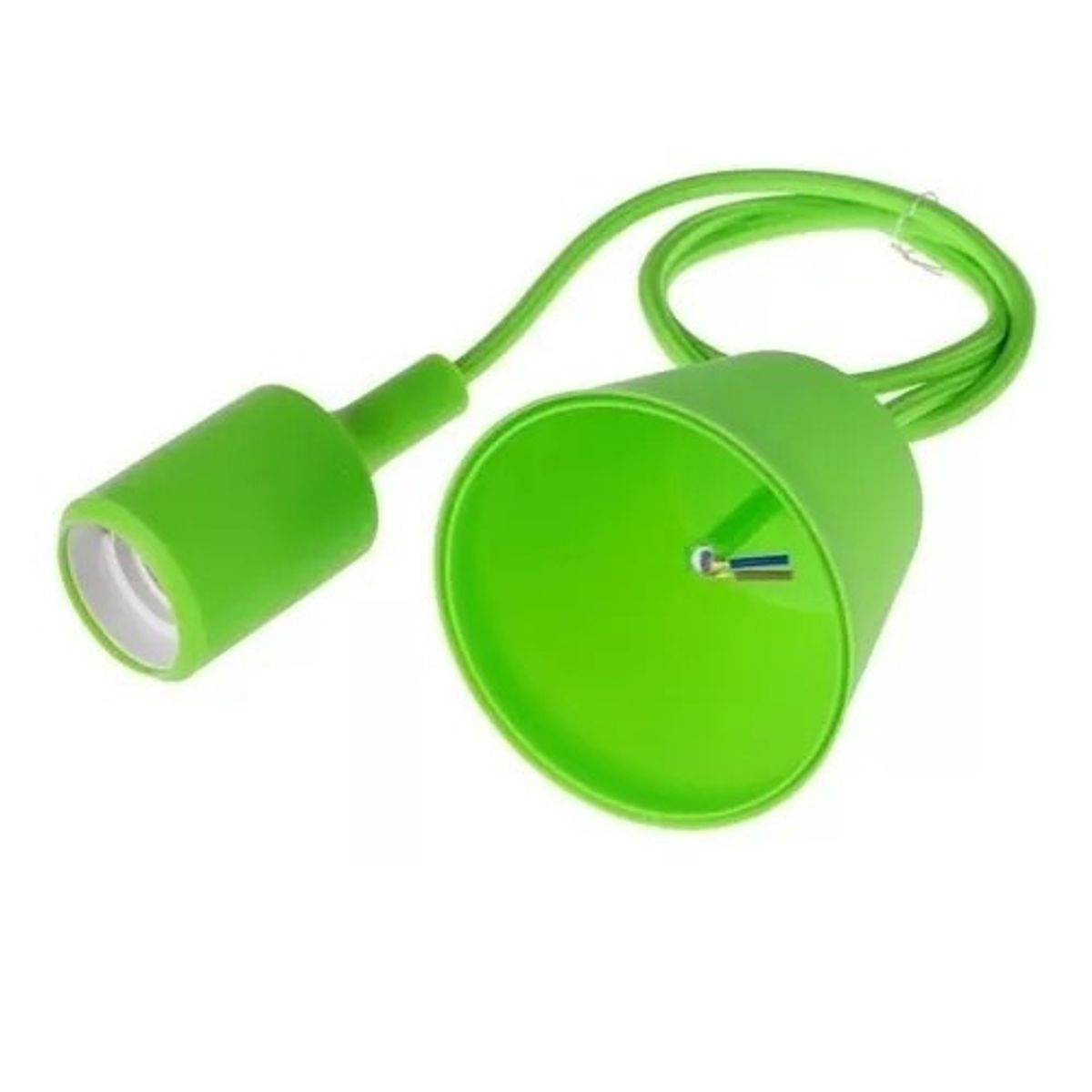 GENERICO - Lampara Colgante Silicona Cable Textil E27 Variedad Colores Verde