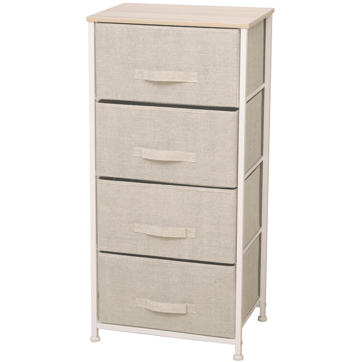 CARRY ALL - Comoda Cajonera 4 Cajones Velador Metal Madera Tela Premium