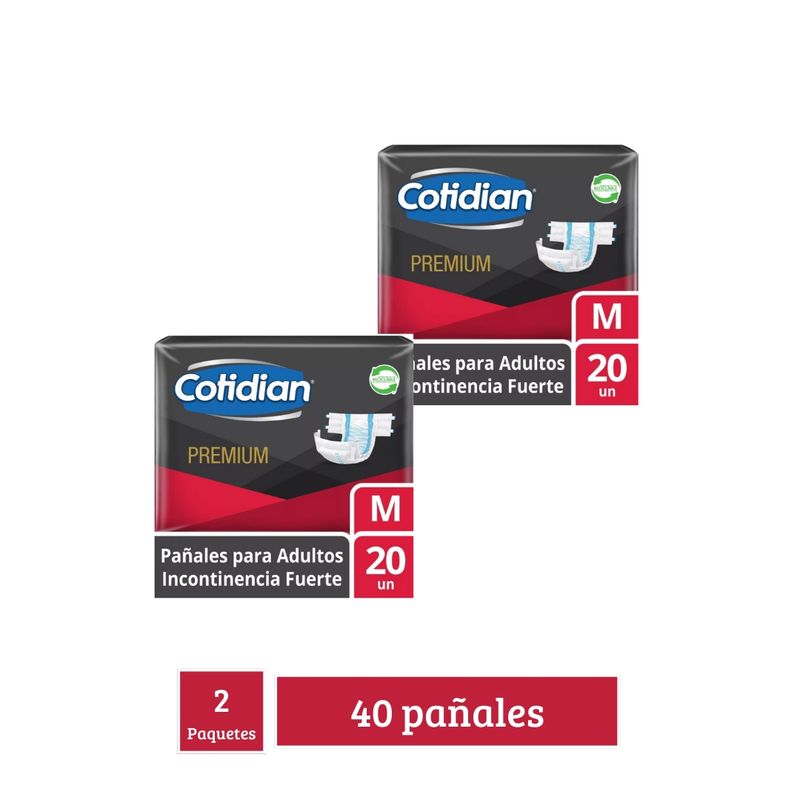 COTIDIAN - Pañales De Adulto Cotidian Premium x2 Talla M 40Und.