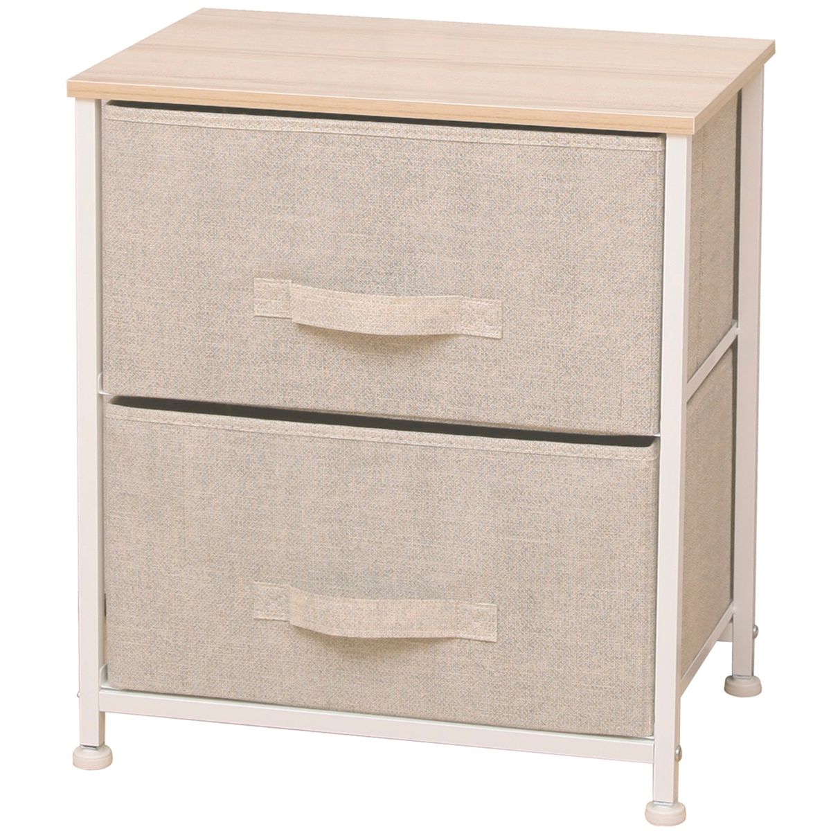 CARRY ALL - Velador Cajonera 2 Cajones Metal Madera Tela Premium