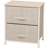 Velador Cajonera 2 Cajones Metal Madera Tela Premium