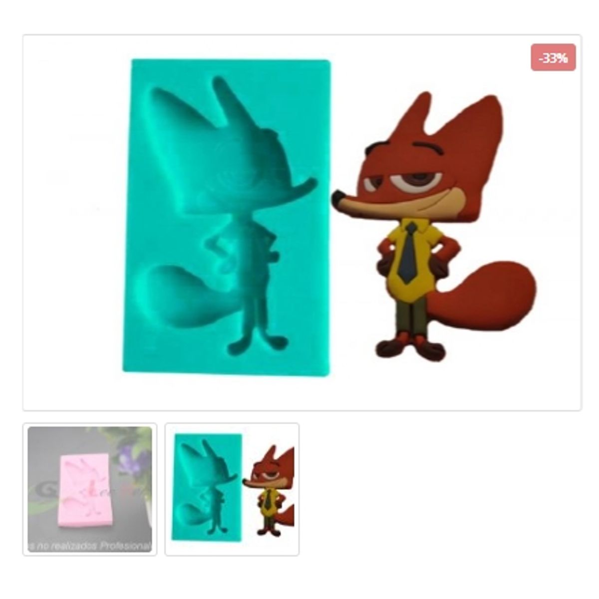 GENERICO - Molde Para Fondant Silicona Forma Zootopia