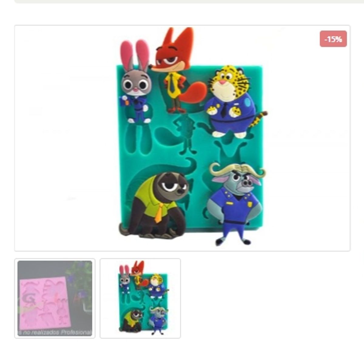 GENERICO - Molde Para Fondant Silicona Forma Figuras De Zootopia