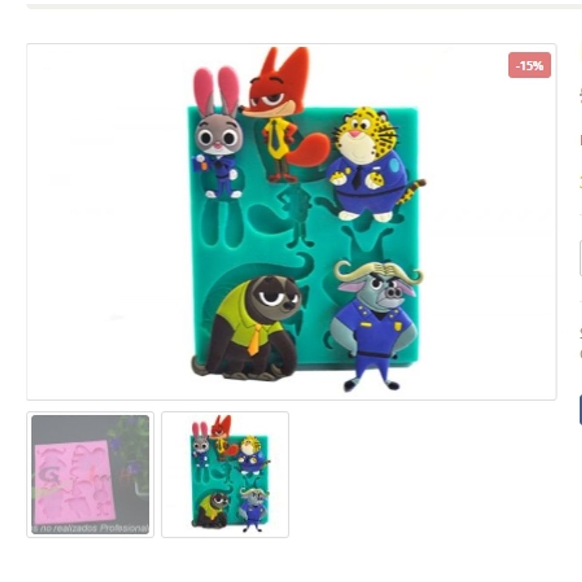 GENERICO - Molde Para Fondant Silicona Forma Figuras De Zootopia