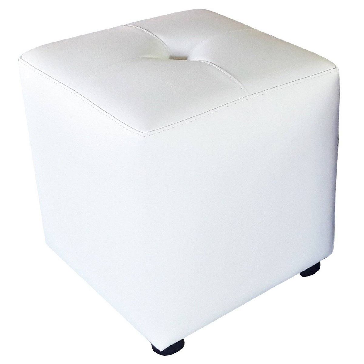 MUEBLES HVM - Puff Blanco  cuero 4040