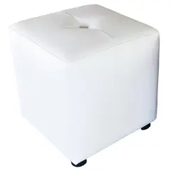 MUEBLES HVM - Puff Blanco cuero 4040