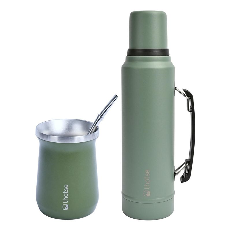 LHOTSE - Termo Liquido Classic 1,3 lts + Mate Bombilla Lhotse Green