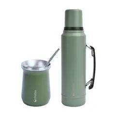 LHOTSE - Termo Liquido Classic 1,3 lts + Mate Bombilla Green
