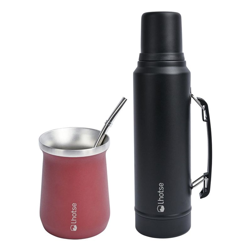 LHOTSE - Termo Liquido Classic 1,3 lts + Mate Bombilla Lhotse Red