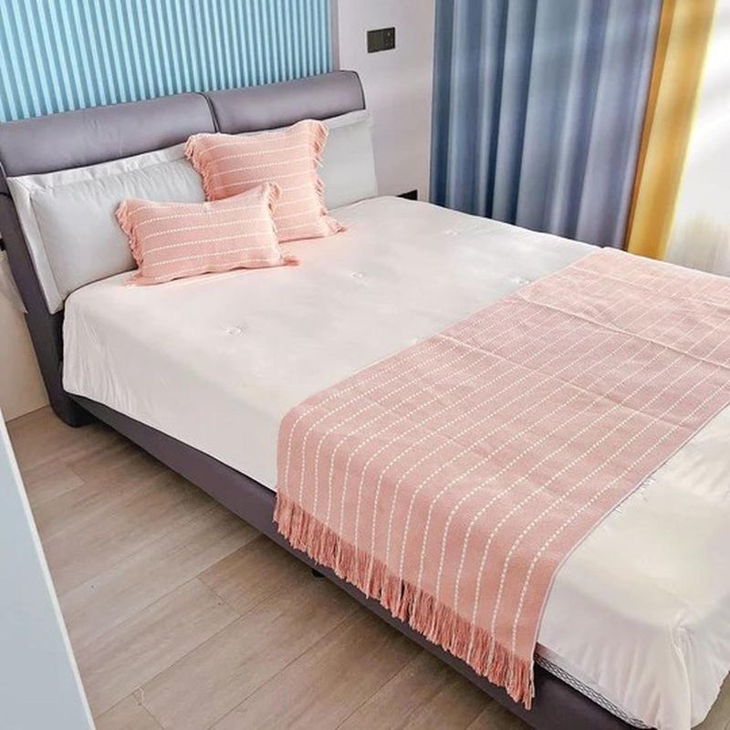 GENERICO - Set Piecera + Dos Fundas Líneas Tejido 70x210 Variedad - Rosa - King