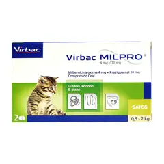 VIRBAC - Milpro Antiparasitario Gatitos 0,5 A 2 KG 2comp. Vto. 06/25