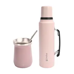 LHOTSE - Termo Liquido Classic 1,3 lts + Mate Bombilla Pink