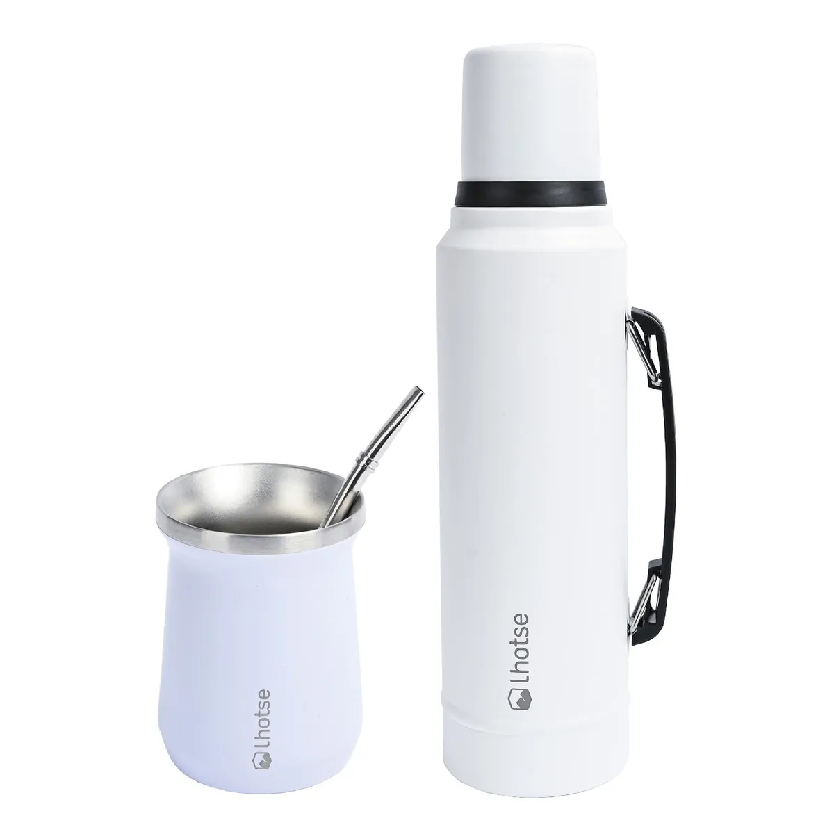 LHOTSE - Termo Liquido Classic 1,3 lts + Mate Bombilla Lhotse White