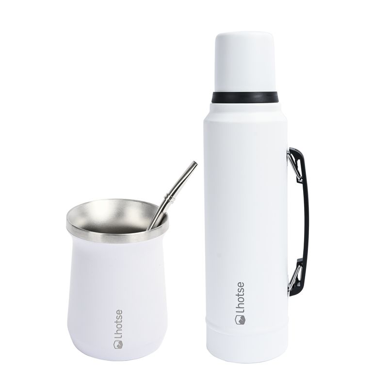 LHOTSE - Termo Liquido Classic 1,3 lts + Mate Bombilla Lhotse White