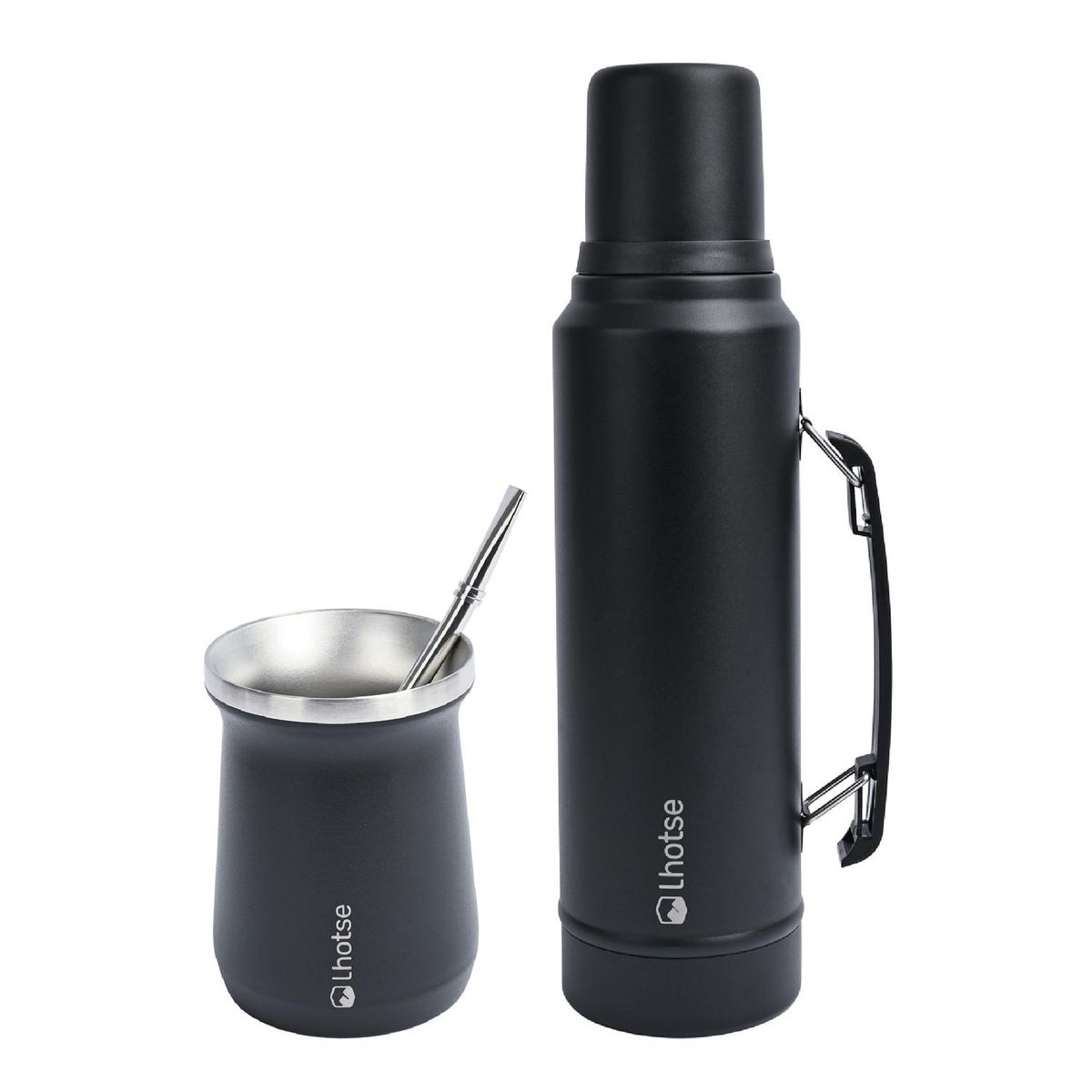LHOTSE - Termo Liquido Classic 1,3 lts + Mate Bombilla Lhotse Black
