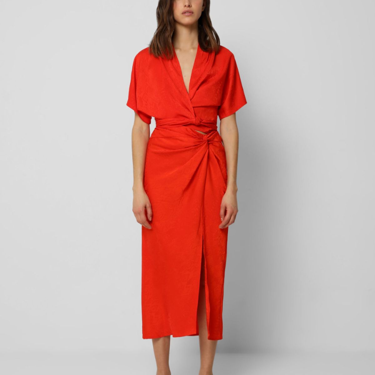 SCALPERS - Falda Midi Satinada Red